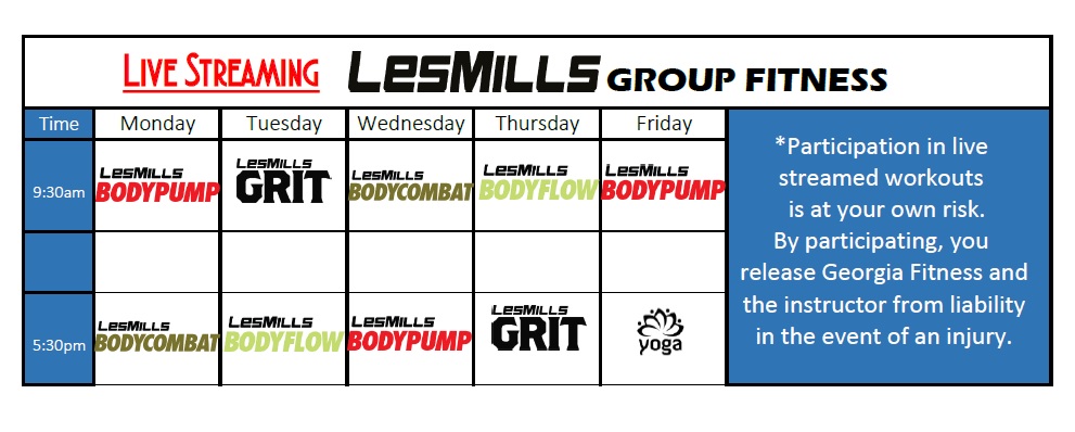Group Fitness Schedule C19
